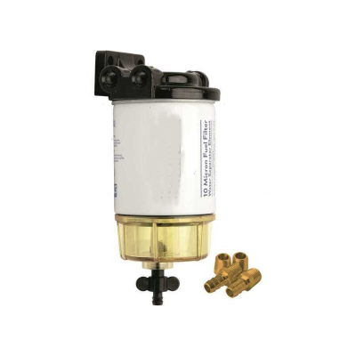 Fuel filter, water separator, sight glass, 10 microns, for Mercury, Yamaha, Suzuki, Honda outboard motors, 1/4" metal