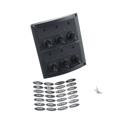 Schaltpaneel Schalttafel 6 Schalter switch panel 6 switches 12V 15A schwarz LED