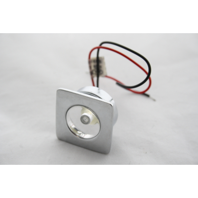 12V IP65 LED Orientierungsleuchte courtesy light Weiß white 30x30 mm 0,23W chromed brass